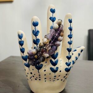 Matte Chevron Amethyst and Super 7 Bead Bracelet Set